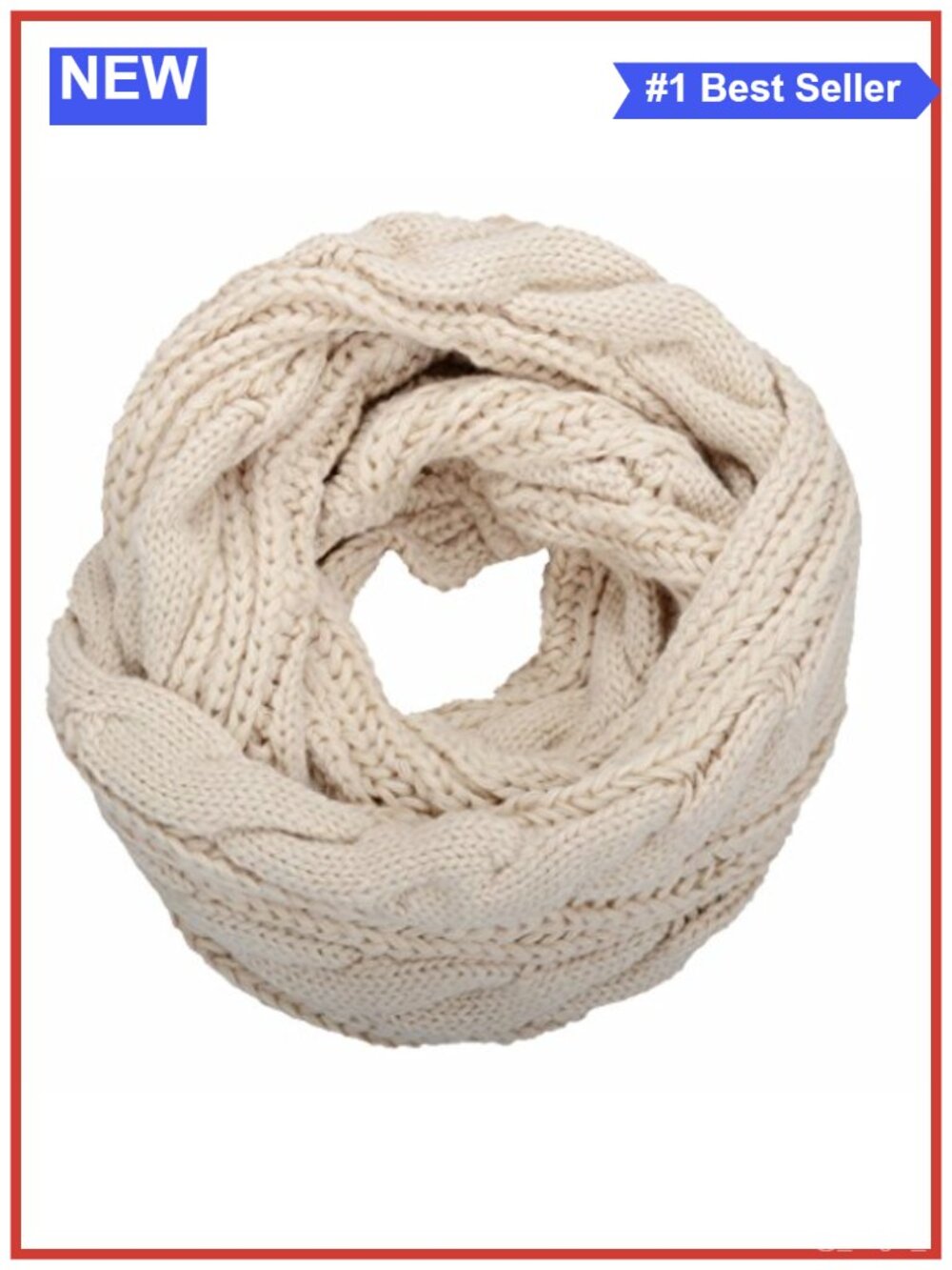 Thick Ribbed Knit Winter Infinity Circle Loop Scarf Soft Acrylic Warm